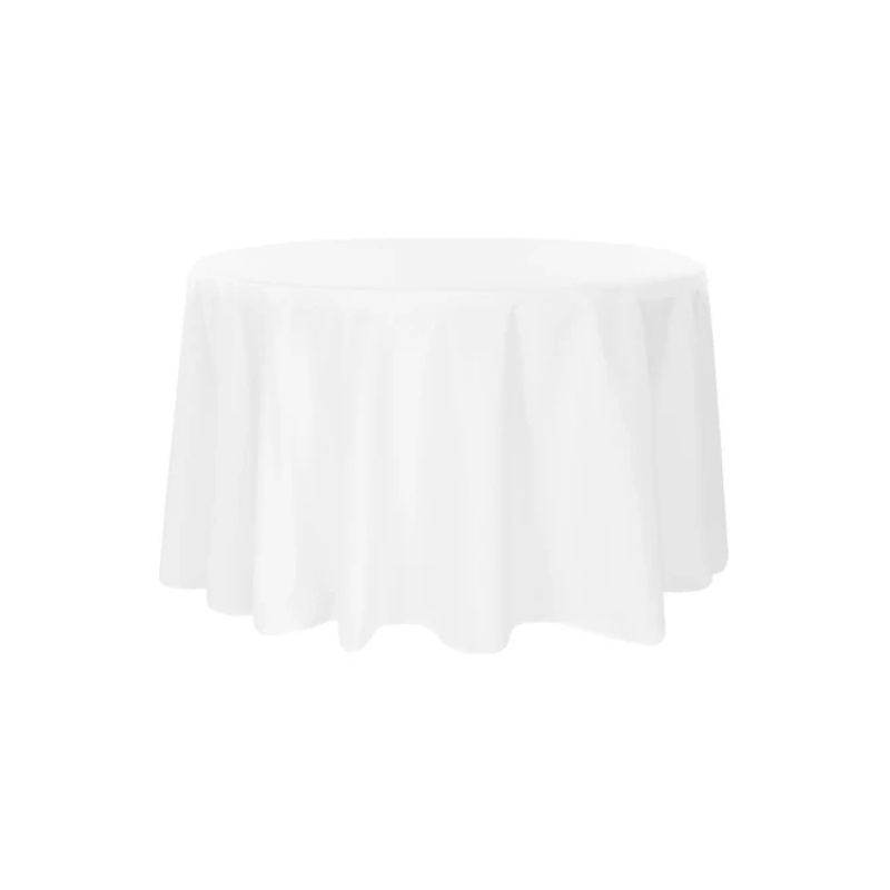 120 Round White Polyester Tablecloth