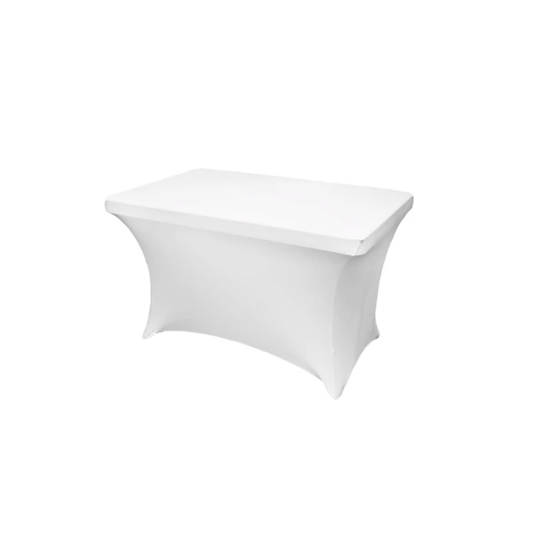  4ft Rectangular White Spandex Tablecloth